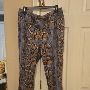 SHEIN Snake Print Leggings - Gray and Orange